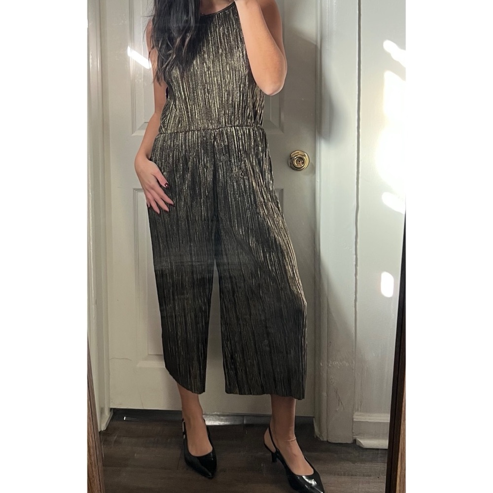 BCBGeneration Metallic Black Jumpsuit